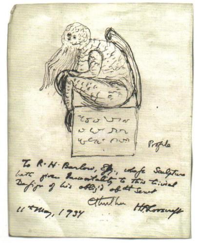 Dibujo de Cthulhu, hecho por Lovecraft
