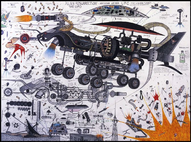 Abu Bakarr Mansaray: ‘La resurrección de los alienígenas’ (2004), dibujo sobre papel.