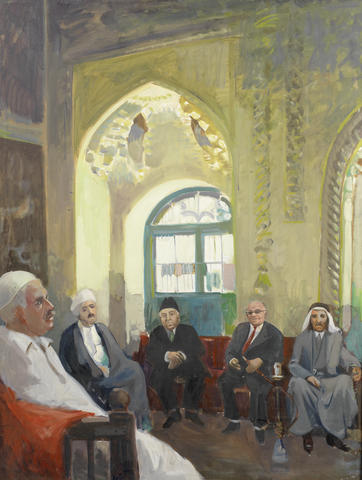 Kadhim Hayder (Irak, 1932-1985): Al-Khafafin Coffee House Baghdad