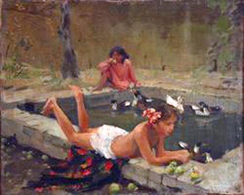 Zinaida Kovalevskaya (1902-1979): En el khauz (estanque). Óleo sobre lienzo.